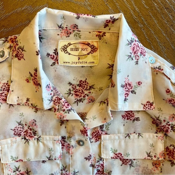 Mia Joy by Joyfolie Sheer Chiffon Jasmine Top in Floral Sz 7 - Picture 12 of 12